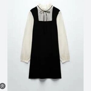 Zara stretch knit combo dress with bow
